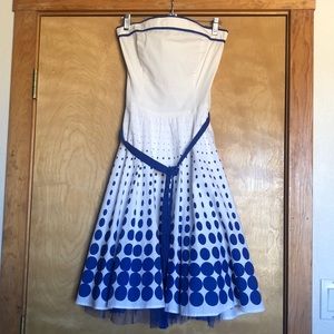 White and Royal Blue Strapless Swing Dancing Dress